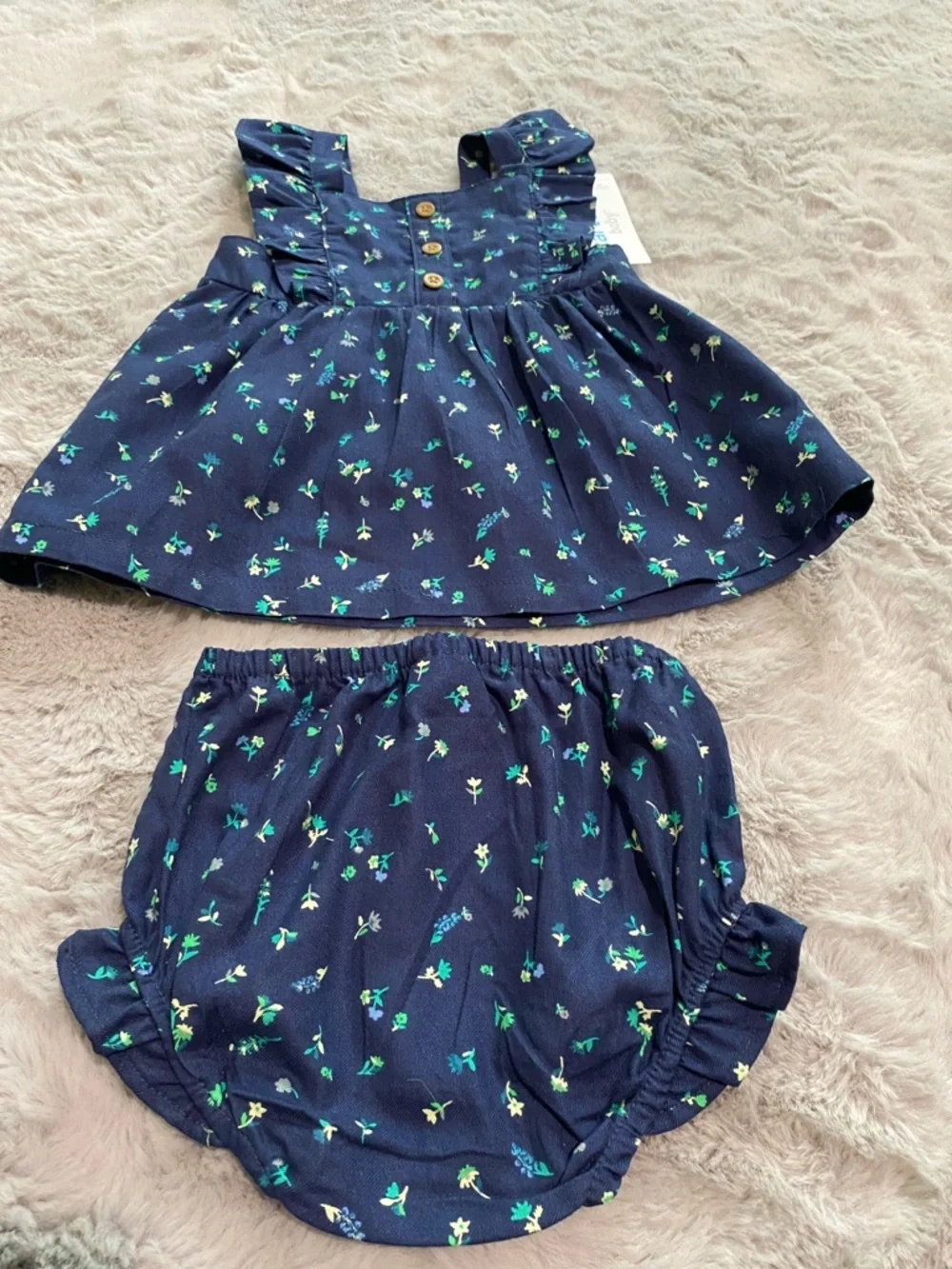 Carter's 2 piece Navy Floral Dress & Matching Bloomer Set